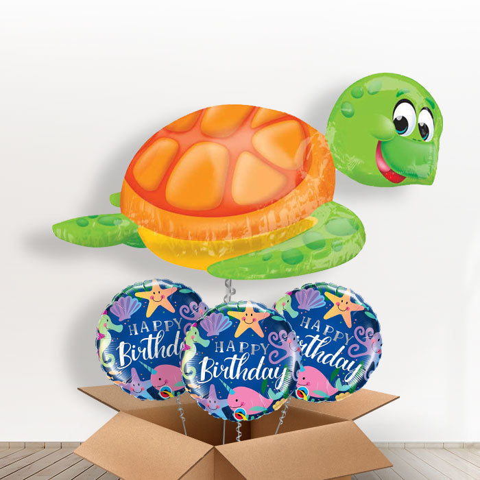 Turtle Helium Balloon in a Box - With 3 Themed Balloons | Small Indoor Plants