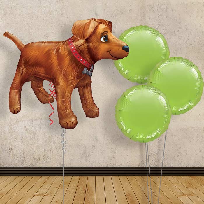 Golden Dog Balloon Bouquet in a Box