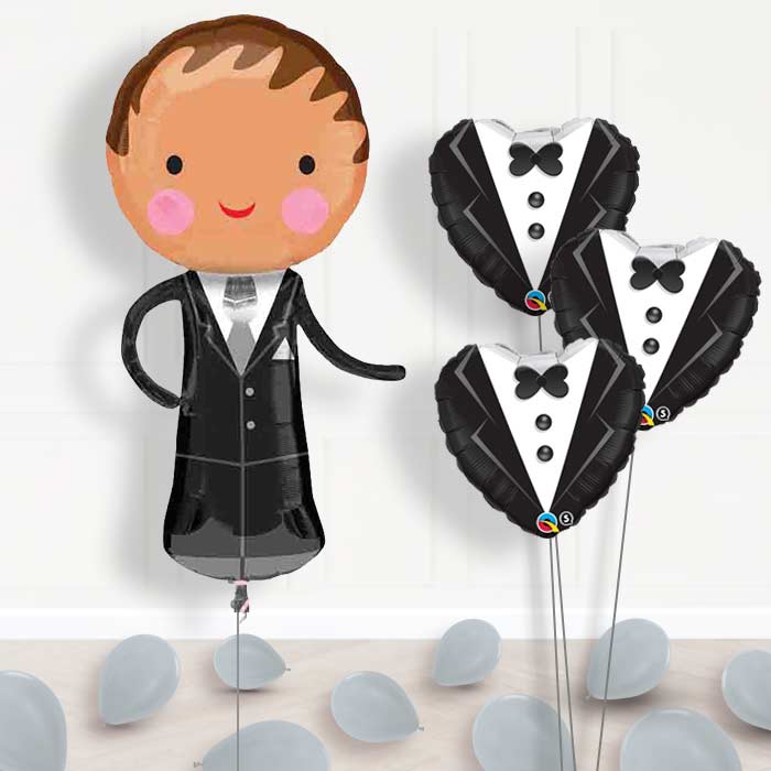 Wedding Balloon Displays - Handsome Groom - Themed Bouquet and Latex | Small Indoor Plants