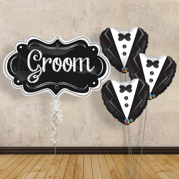 Personalised Wedding Balloons - Groom Chalkboard - Themed Bouquet | Small Indoor Plants