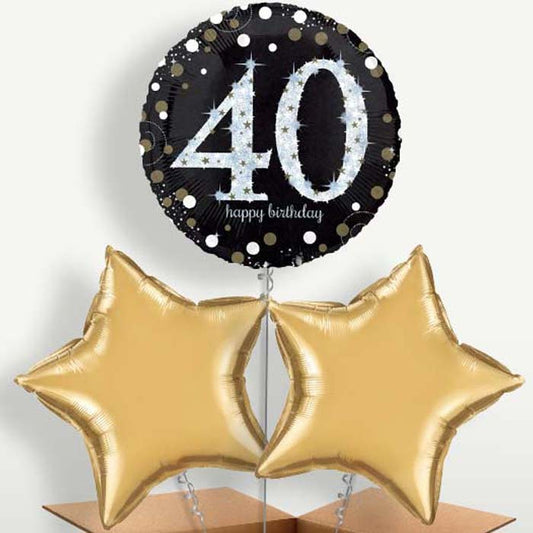 Black & Gold 40th Birthday Bunch of Balloons | Small Indoor Plants