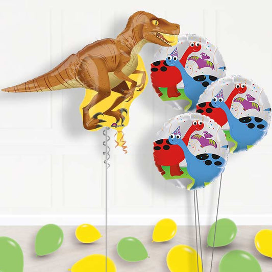 Raptor Dinosaur Helium Balloons Delivered - Themed Bouquet and Latex | Small Indoor Plants