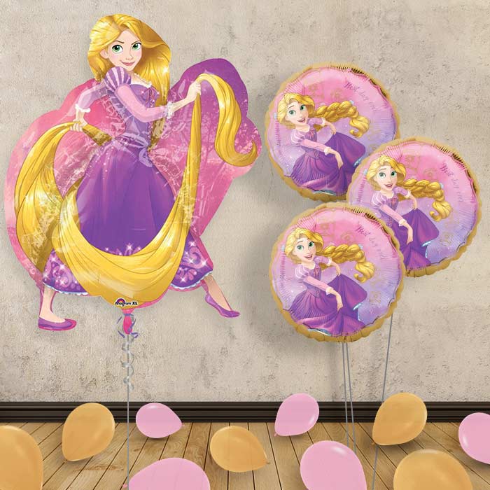 Rapunzel Balloon Bouquet Delivery - Themed Bouquet and Latex | Small Indoor Plants
