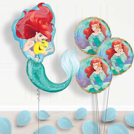 Little Mermaid Helium Balloon Bouquet Delivered - Themed Bouquet and Latex | Small Indoor Plants