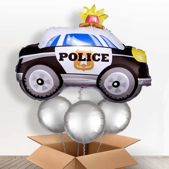 Police Car Balloon in a Box - With 3 Plain Balloons | Small Indoor Plants