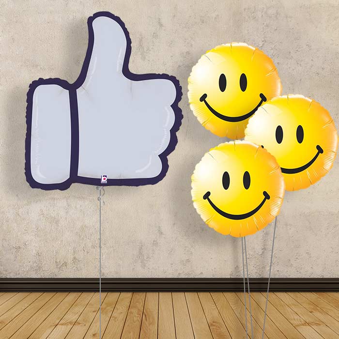 Thumbs Up Balloon Bouquet in a Box - Themed Bouquet | Small Indoor Plants