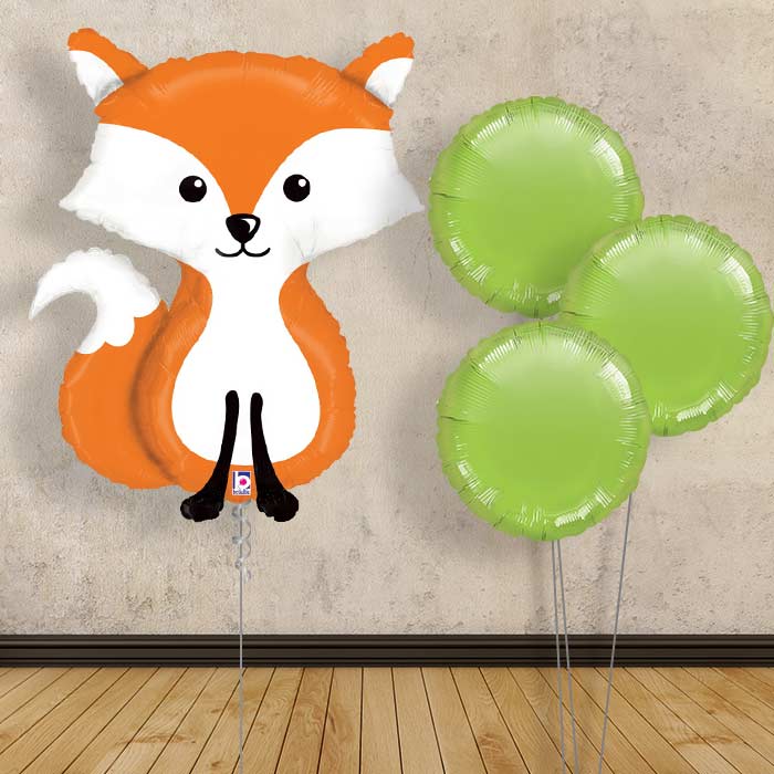 Fox Balloon Bouquet Delivered in a Box - Plain Bouquet | Small Indoor Plants