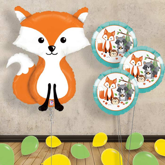 Fox Balloon Bouquet Delivered in a Box - Themed Bouquet and Latex | Small Indoor Plants