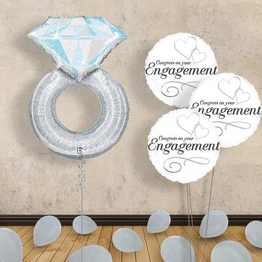 Platinum Wedding Ring Balloon Bouquet - Themed Bouquet and Latex | Small Indoor Plants