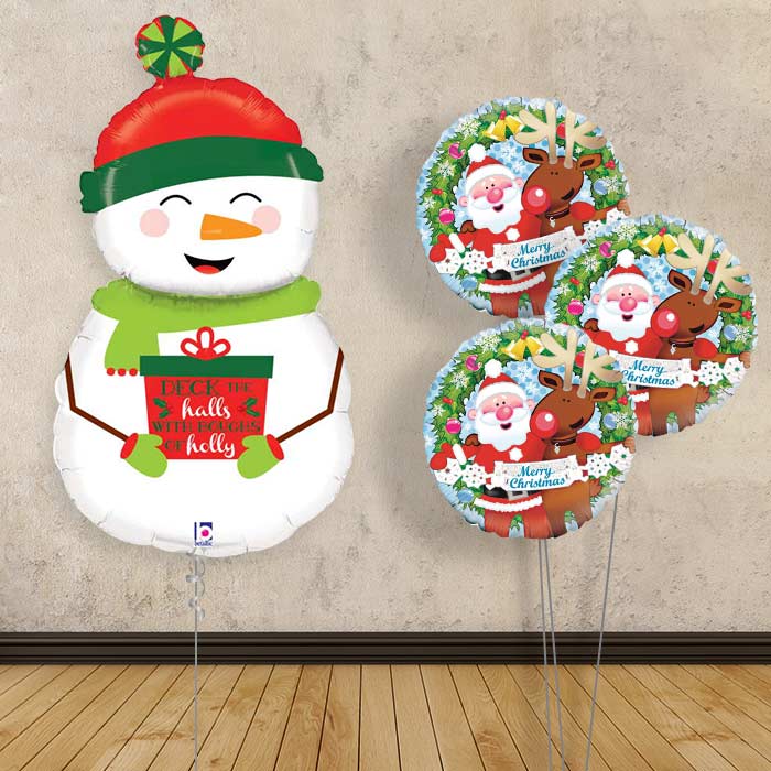 Snowman Balloon Bouquet Christmas Helium Balloons Delivered