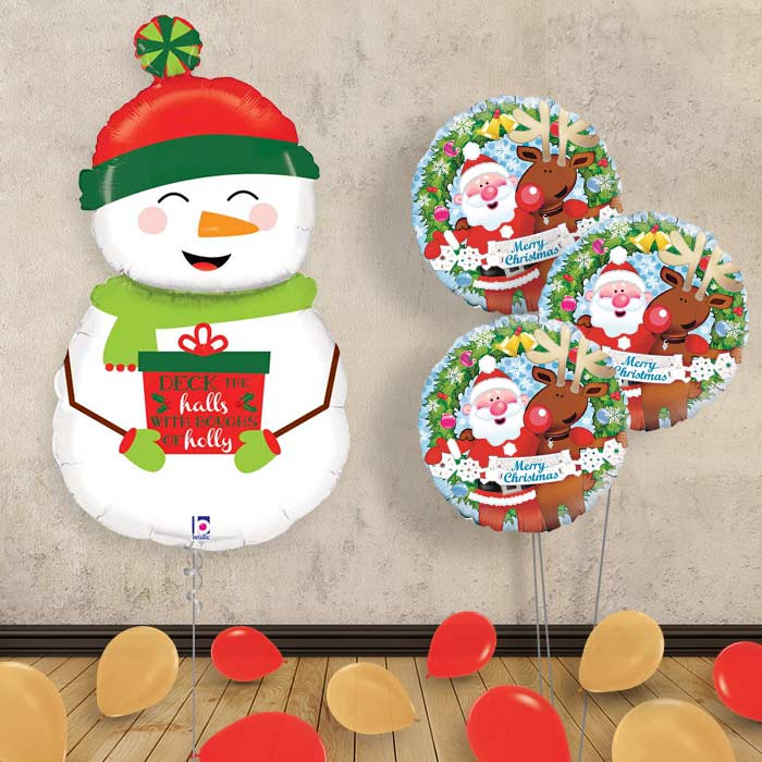 Snowman Balloon Bouquet Christmas Helium Balloons Delivered