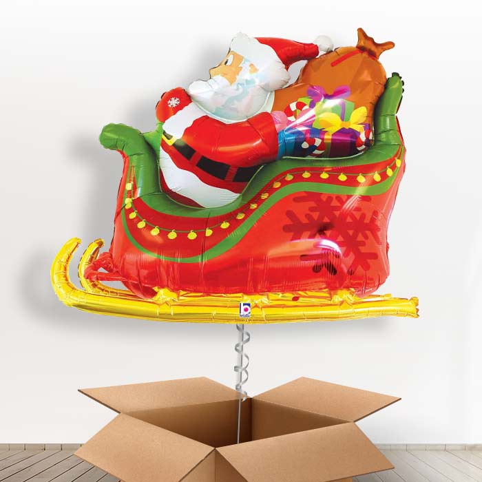 Santa Sleigh with Presents Balloon in a Box