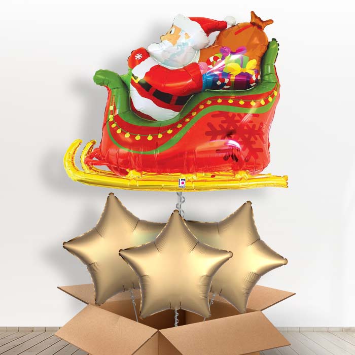 Santa Sleigh with Presents Balloon in a Box
