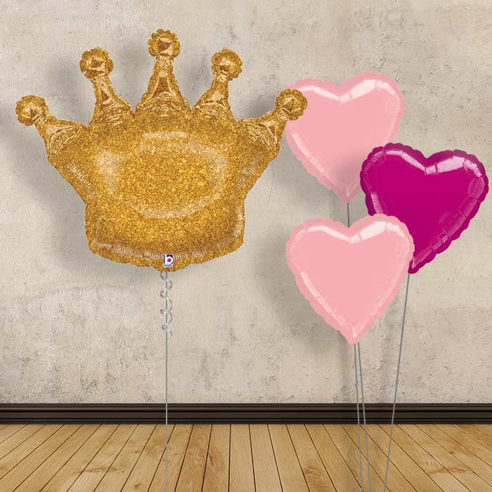Crown Balloon with Pink Bouquet Package