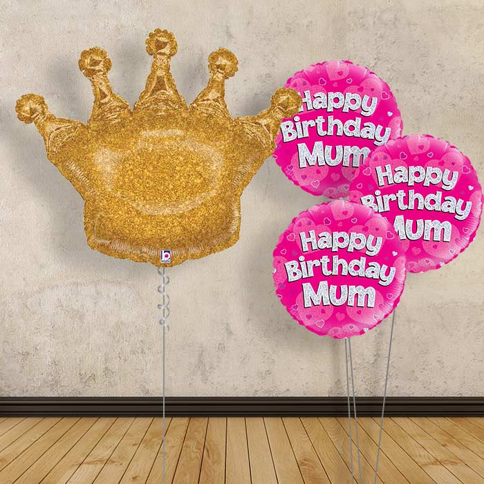 Crown Balloon with Pink Bouquet Package