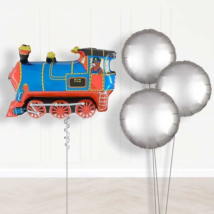 Train Birthday Balloon Bouquet Helium Balloons Delivered - Themed Bouquet | Small Indoor Plants