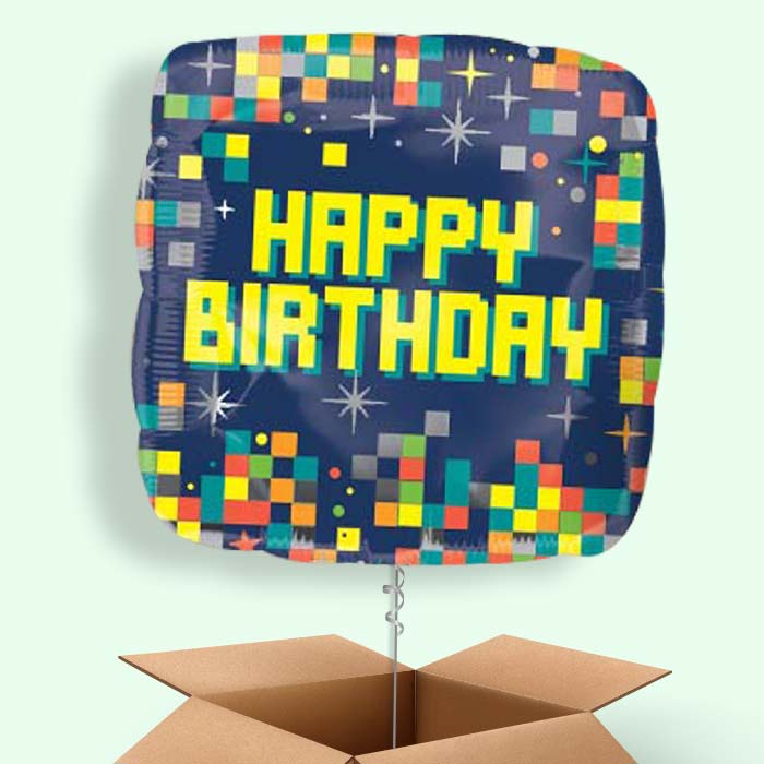 Pixel Balloon in a Box - Happy Birthday - 1 Balloon | Small Indoor Plants