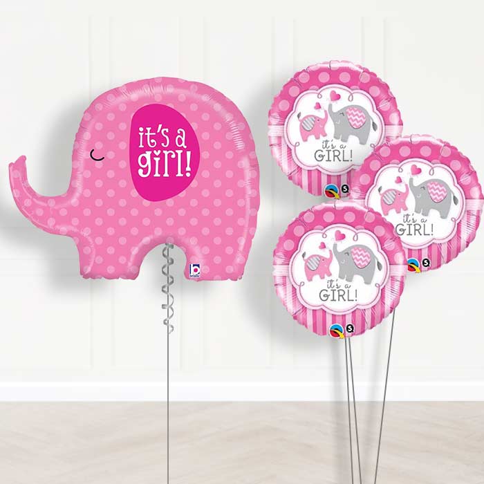 Pink Elephant Its a Girl Balloon Bouquet Delivered - Themed Bouquet | Small Indoor Plants