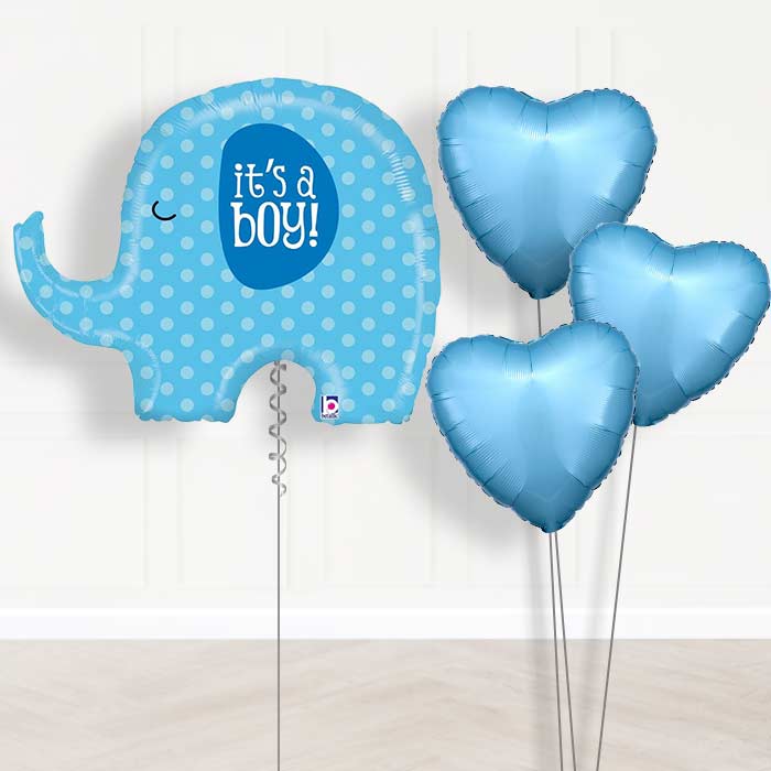 Giant Elephant Baby Boy Balloons Bouquet in a Box