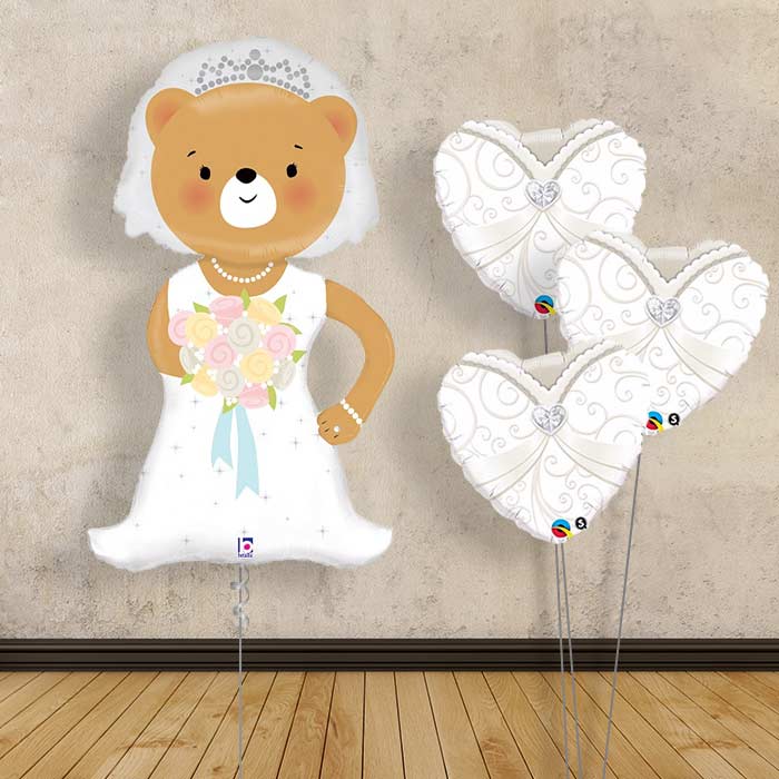 Wedding Balloon Displays - Bride Bear - Themed Bouquet | Small Indoor Plants