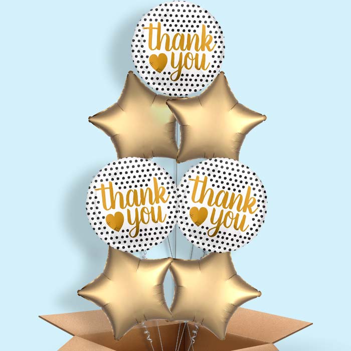 Black and Gold Thank You Balloons in a Box