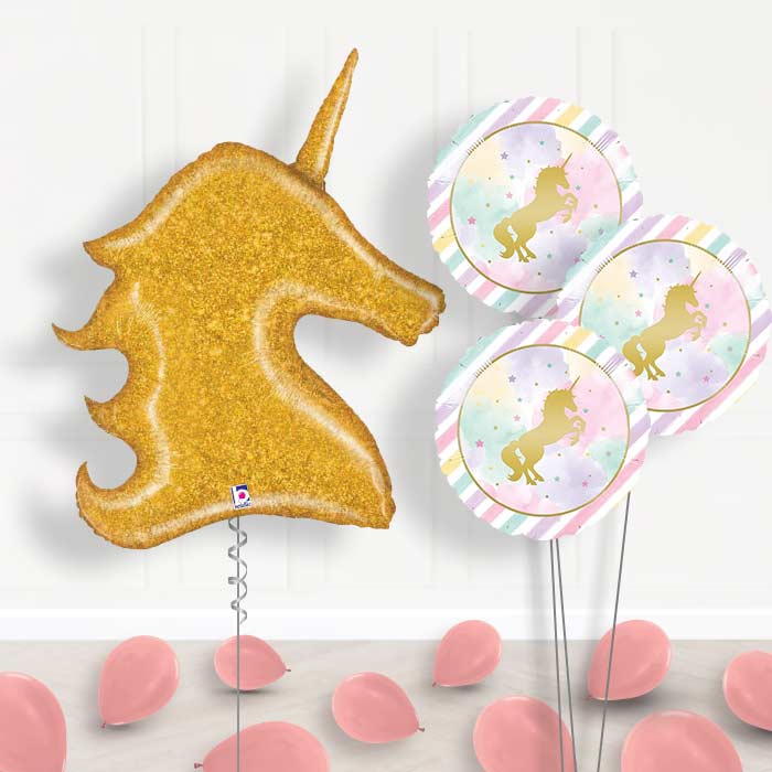 Gold Unicorn Balloon Bouquet Delivery in a Box