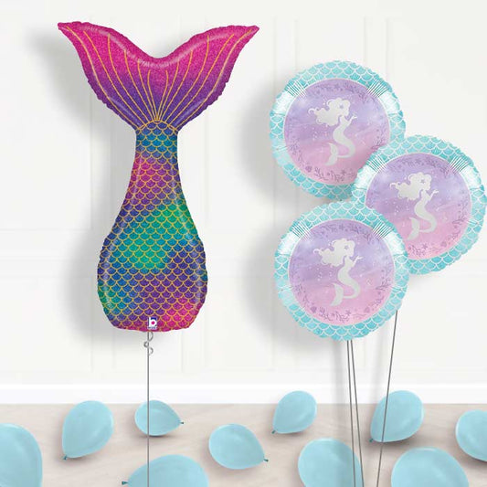 Mermaid Tail Balloon Bouquet in a Box - Themed Bouquet and Latex | Small Indoor Plants
