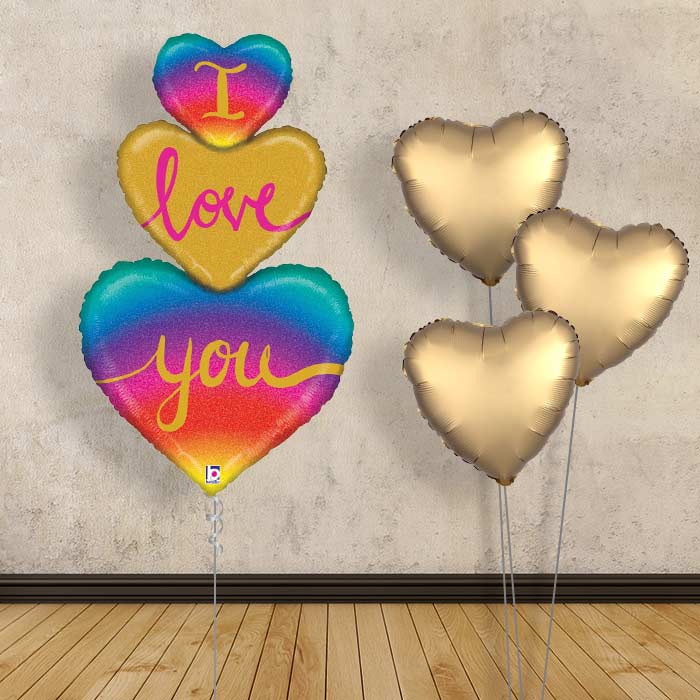 I Love You Balloon Bouquet in a Box - Rainbow - Plain Bouquet | Small Indoor Plants