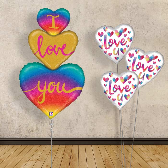 I Love You Balloon Bouquet in a Box - Rainbow