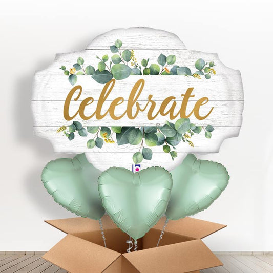 Rustic Wedding Balloons in a Box - Eucalyptus - With 3 Plain Balloons | Small Indoor Plants