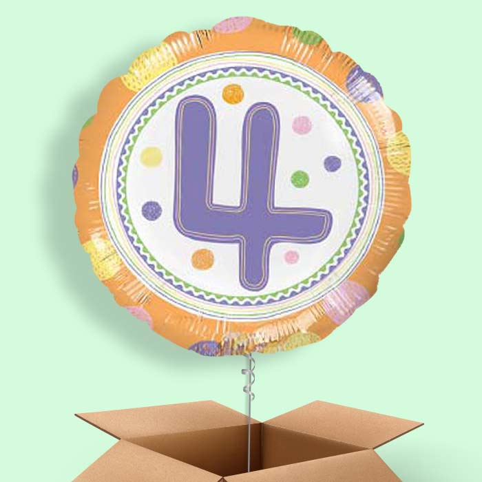 4th Birthday Colourful Spots Balloon in a Box - 1 Balloon | Small Indoor Plants