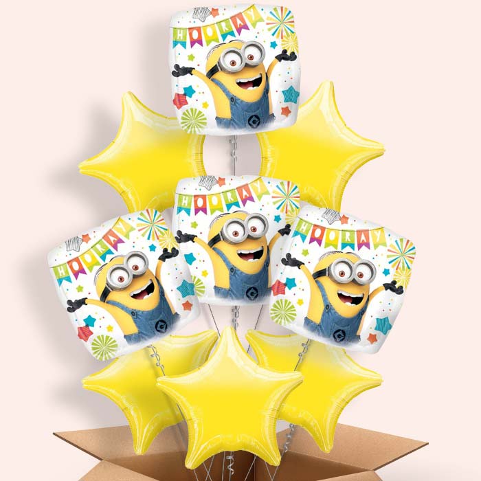 Hooray Balloons Delivered in a Box - 9 Balloon | Small Indoor Plants