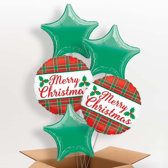 Plaid Merry Christmas Balloon in a Box - 5 Balloon | Small Indoor Plants