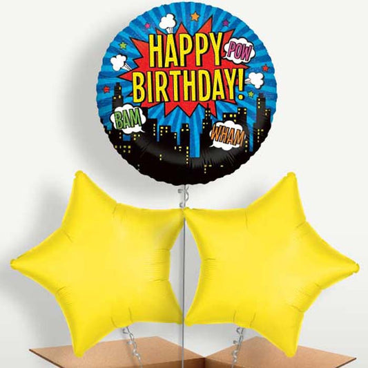 Superhero Happy Birthday Helium Bunch of Balloons | Small Indoor Plants