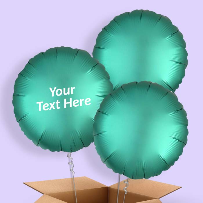 Jade Green Satin Circle Balloon in a Box - 3 Balloon | Small Indoor Plants