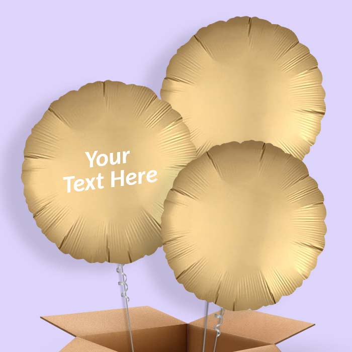 Satin Gold Circle Helium Balloons in a Box - 3 Balloon | Small Indoor Plants