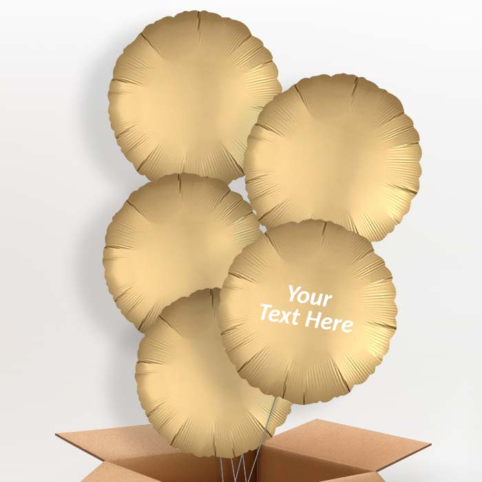 Satin Gold Circle Helium Balloons in a Box - 5 Balloon | Small Indoor Plants