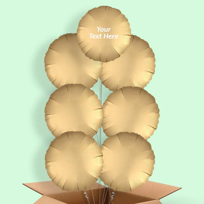Satin Gold Circle Helium Balloons in a Box - 7 Balloon | Small Indoor Plants