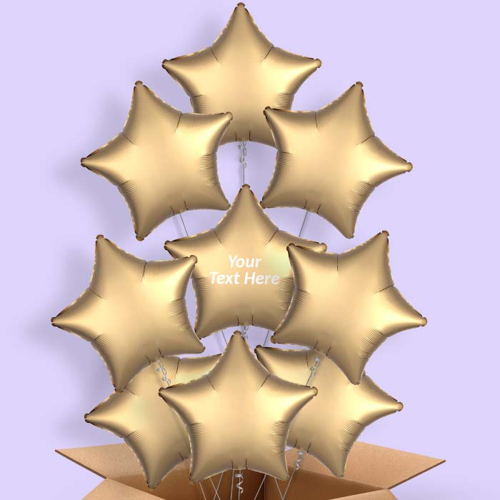 Satin Gold Star Helium Balloons in a Box - 9 Balloon | Small Indoor Plants