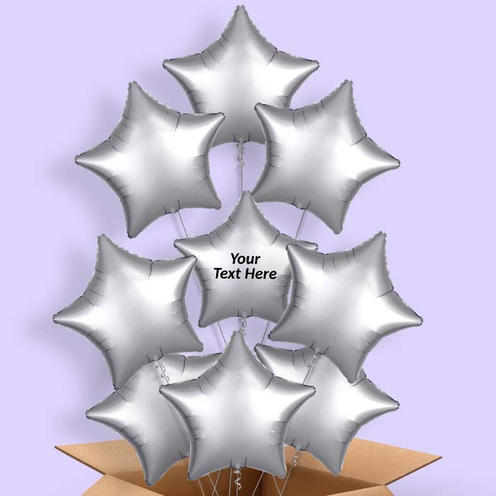 Platinum Grey Star Helium Balloons in a Box - 9 Balloon | Small Indoor Plants