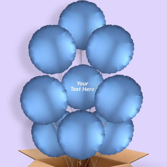 Azure Blue Satin Circle Balloon in a Box - 9 Balloon | Small Indoor Plants