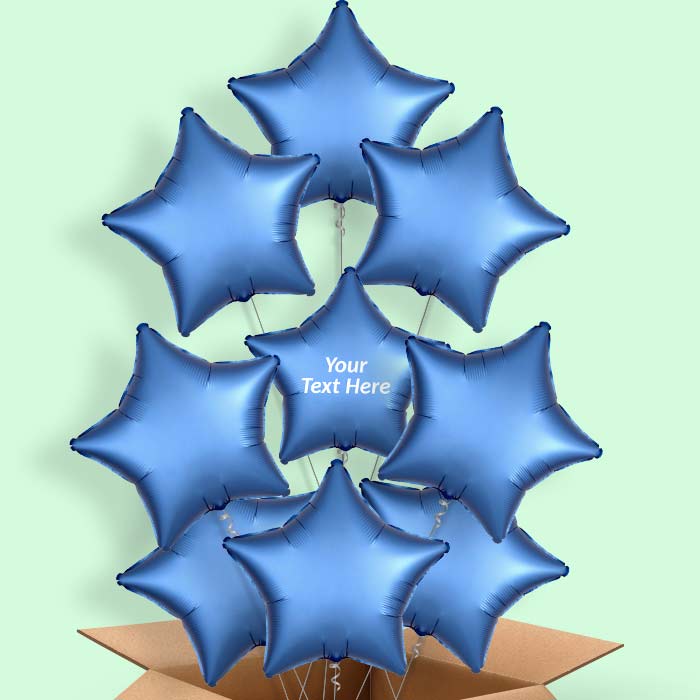 Azure Blue Satin Star Balloon in a Box - 9 Balloon | Small Indoor Plants