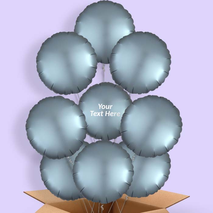 Steel Blue Satin Circle Balloon in a Box - 9 Balloon | Small Indoor Plants
