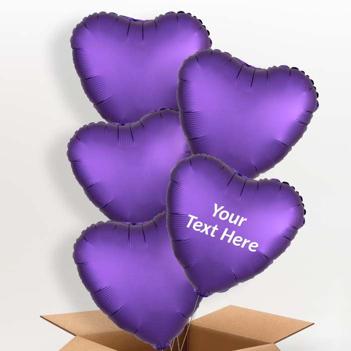 Dark Purple Satin Heart Balloon in a Box - 5 Balloon | Small Indoor Plants
