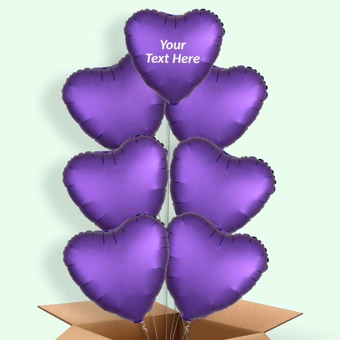 Dark Purple Satin Heart Balloon in a Box - 7 Balloon | Small Indoor Plants