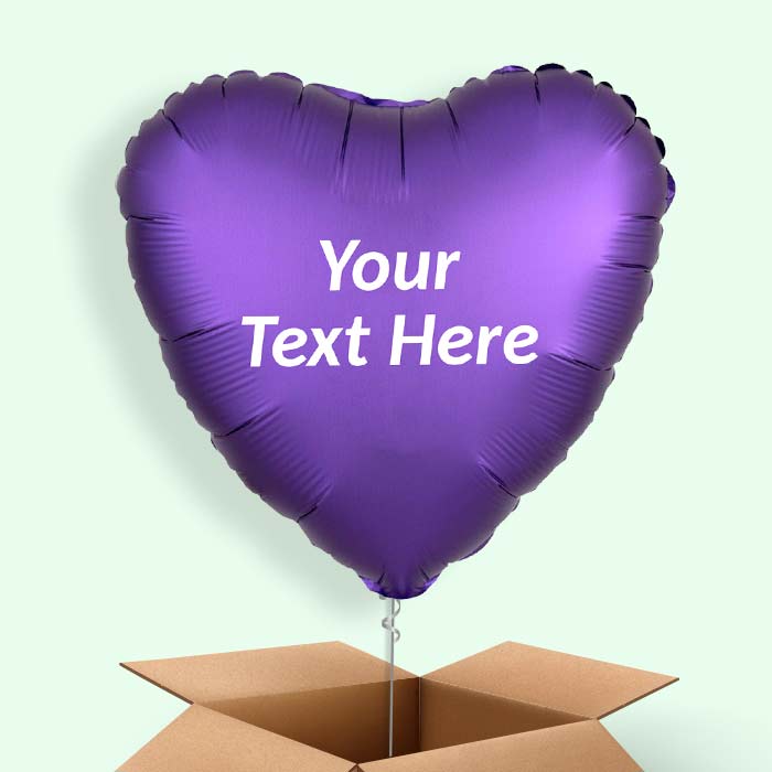 Dark Purple Satin Heart Balloon in a Box - 1 Balloon | Small Indoor Plants