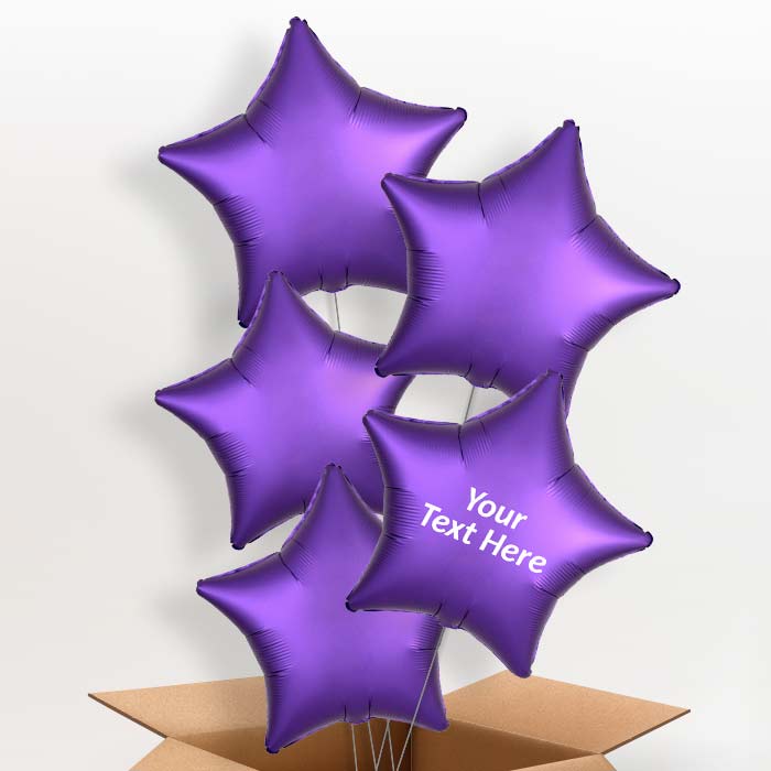 Dark Purple Satin Star Balloon in a Box - 5 Balloon | Small Indoor Plants