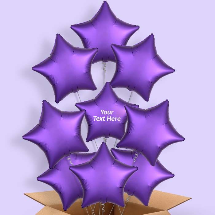 Dark Purple Satin Star Balloon in a Box - 9 Balloon | Small Indoor Plants