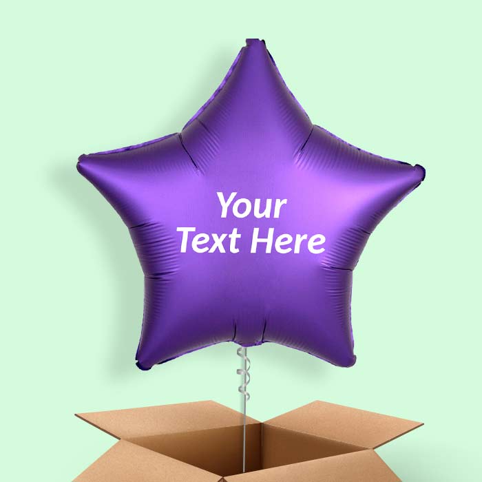 Dark Purple Satin Star Balloon in a Box - 1 Balloon | Small Indoor Plants
