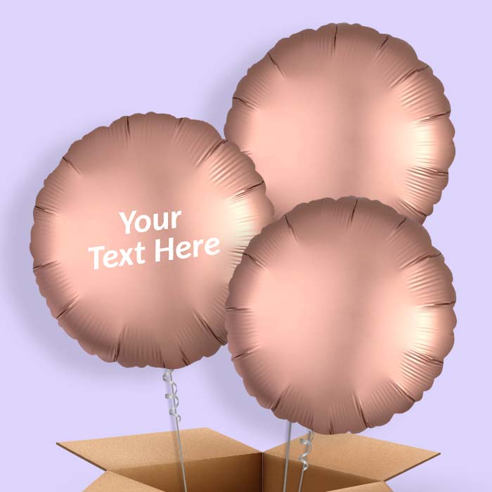 Rose Copper Satin Circle Balloon in a Box - 3 Balloon | Small Indoor Plants